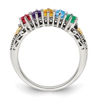 Sterling Silver Antiqued Ring with 14K 5-stone with Diamond Mother's view 3