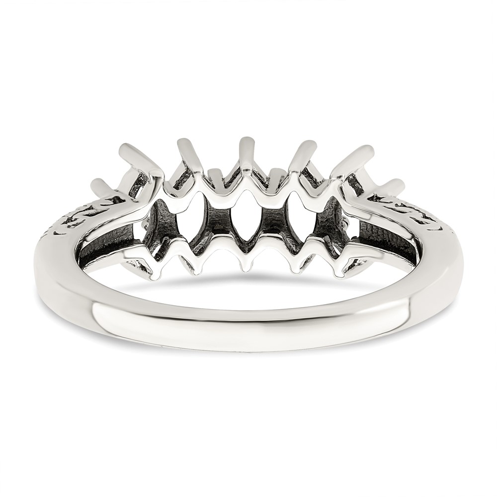 Sterling Silver Antiqued w/14k 5-stone w/Diamond Mother's Ring Semi-Mount (QMR22/5-10)