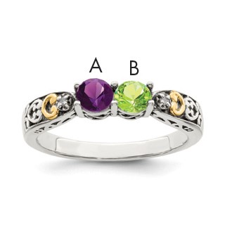 Birthstone and Diamond Mother's Ring