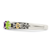 Sterling Silver Antiqued Ring with 14K 3-stone with Diamond Mother's view 4