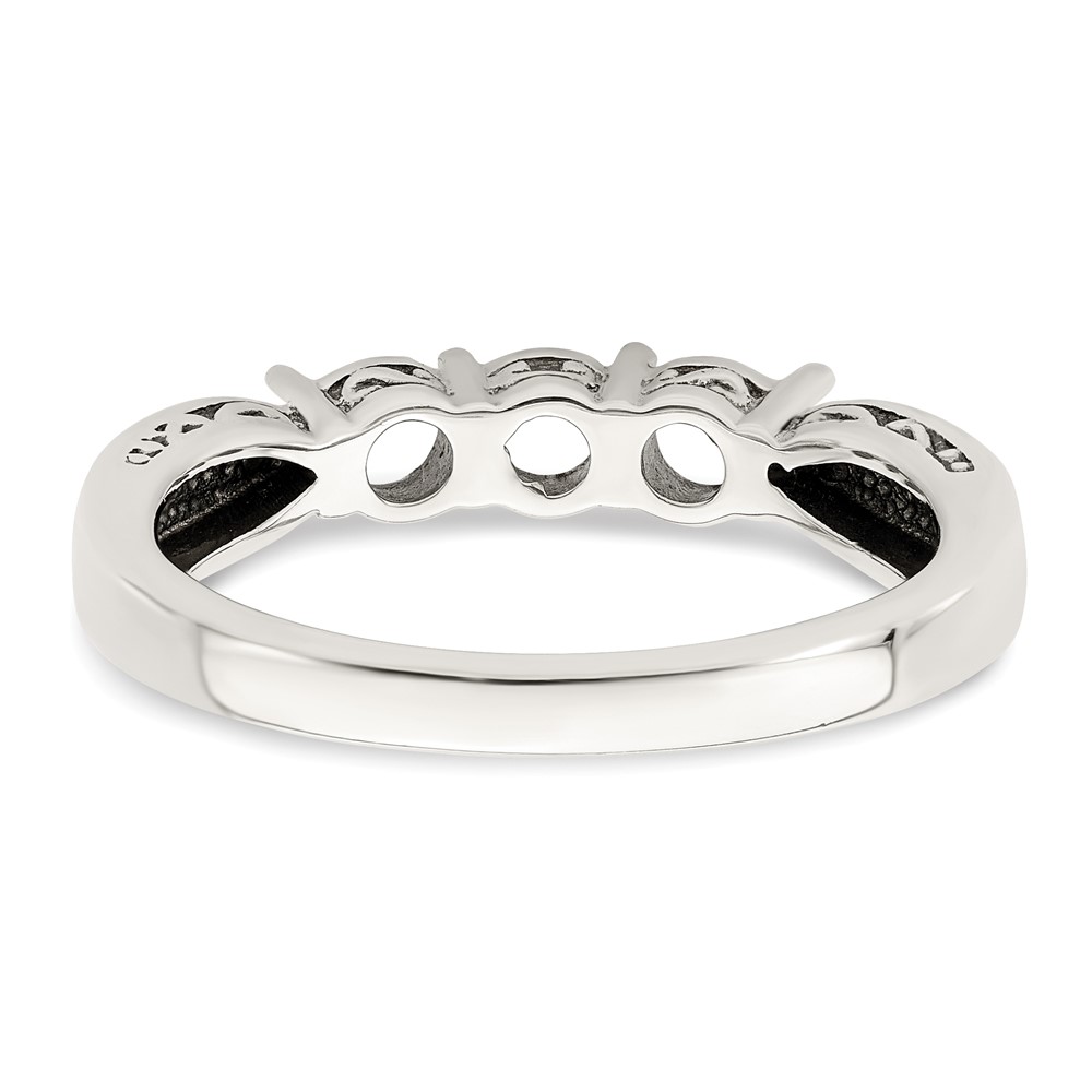 Sterling Silver Antiqued w/14k 3-stone w/Diamond Mother's Ring Semi-Mount (QMR23/3-9)