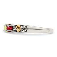 Sterling Silver Antiqued Ring with 14K 4-stone with Diamond Mother's view 4
