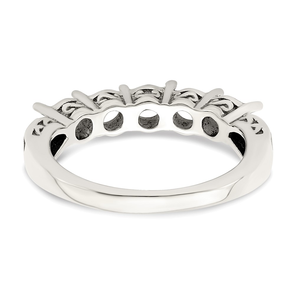 Sterling Silver Antiqued w/14k 5-stone w/Diamond Mother's Ring Semi-Mount (QMR23/5-6)