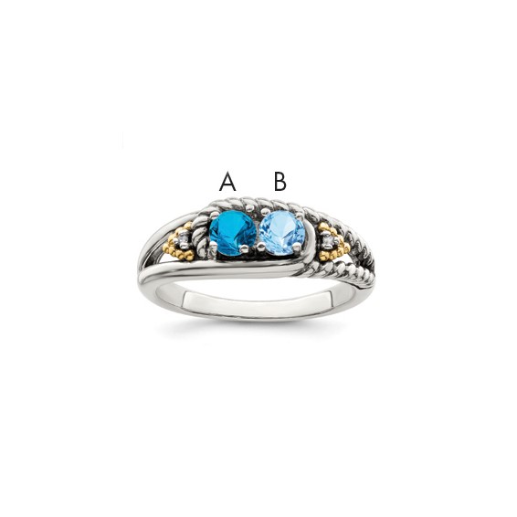 Birthstone and Diamond Mother's Ring