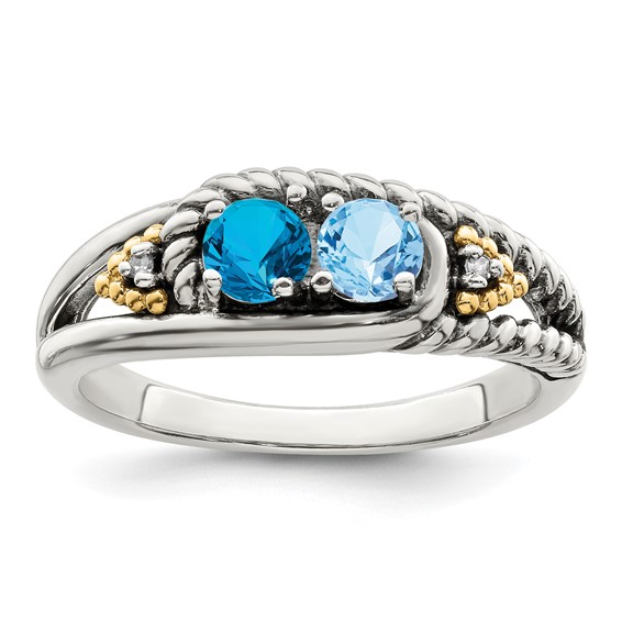 Birthstone and Diamond Mother's Ring