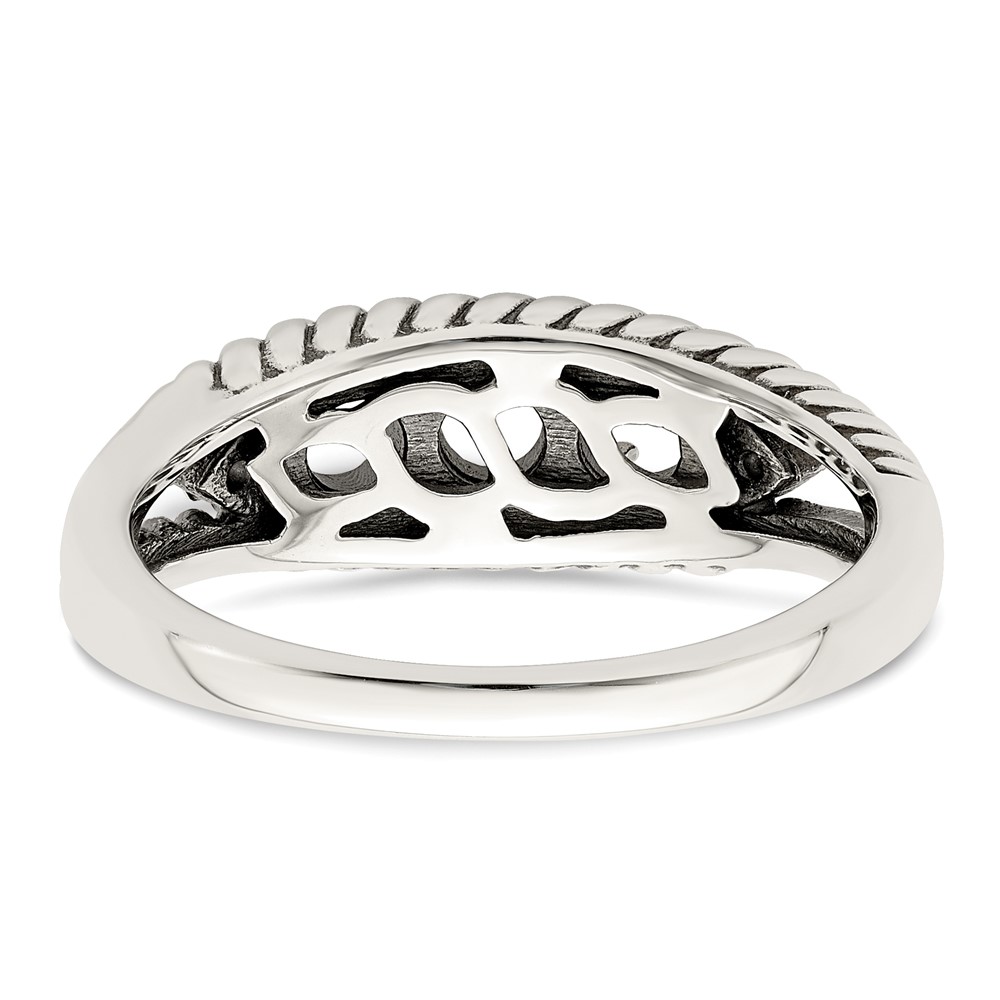 Sterling Silver Antiqued w/14k 3-stone w/Diamond Mother's Ring Semi-Mount (QMR25/3-5)