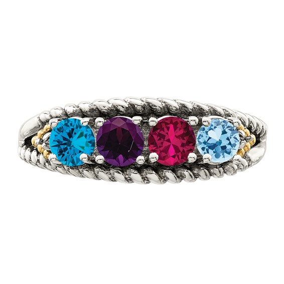 Birthstone and Diamond Mother's Ring Semi-Mount      