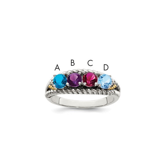 Birthstone and Diamond Mother's Ring Semi-Mount      