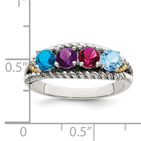 Birthstone and Diamond Mother's Ring Semi-Mount      