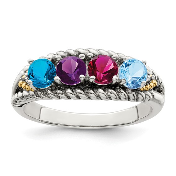 Birthstone and Diamond Mother's Ring Semi-Mount      
