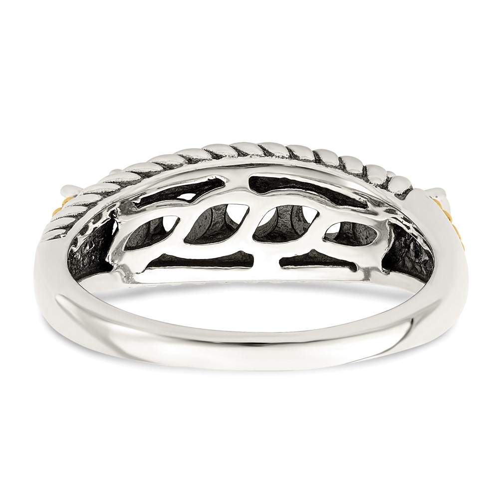 Sterling Silver Antiqued w/14k 5-stone w/Diamond Mother's Ring Semi-Mount (QMR25/5-8)
