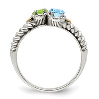 Sterling Silver Antiqued Ring with 14K 2-stone with Diamond Mother's view 3