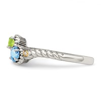 Sterling Silver Antiqued Ring with 14K 2-stone with Diamond Mother's view 4