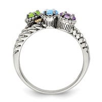 Sterling Silver Antiqued Ring with 14K 3-stone with Diamond Mother's view 3
