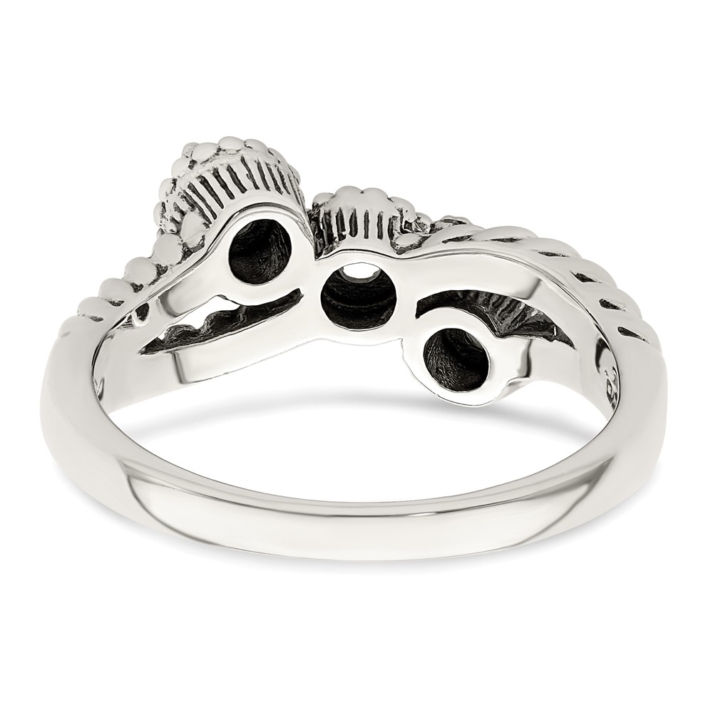 Sterling Silver Antiqued w/14k 3-stone w/Diamond Mother's Ring Semi-Mount (QMR27/3-9)