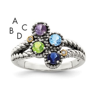 Birthstone and Diamond Mother's Ring Semi-Mount      