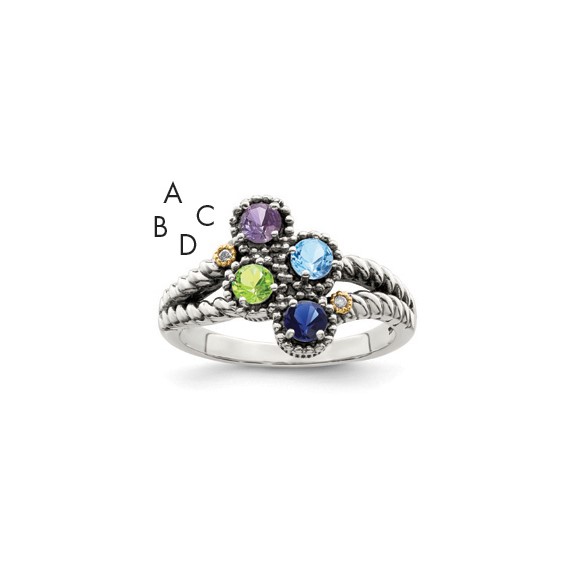 Birthstone and Diamond Mother's Ring Semi-Mount      