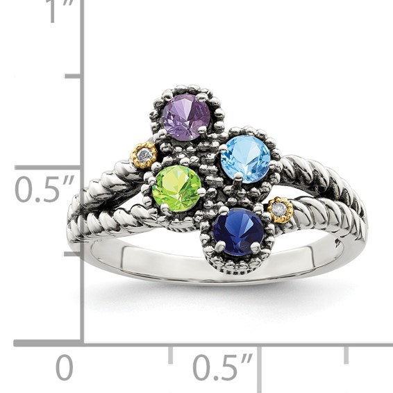 Birthstone and Diamond Mother's Ring Semi-Mount      