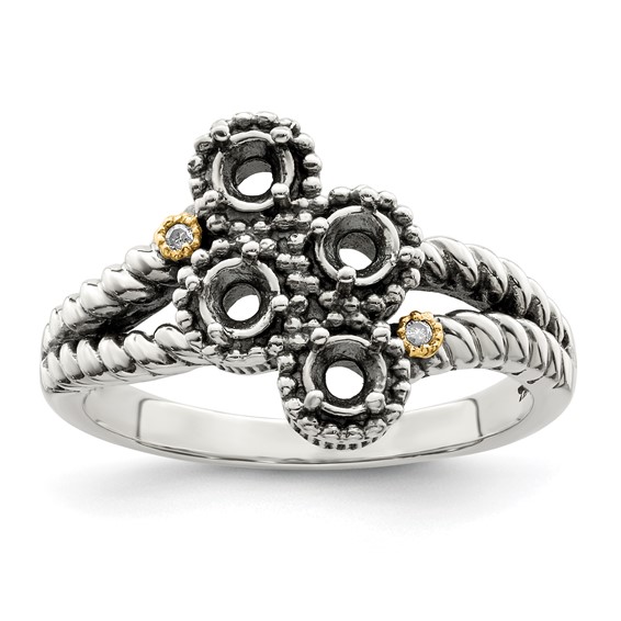 Birthstone and Diamond Mother's Ring Semi-Mount      