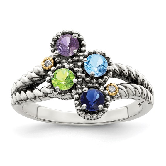 Birthstone and Diamond Mother's Ring Semi-Mount      