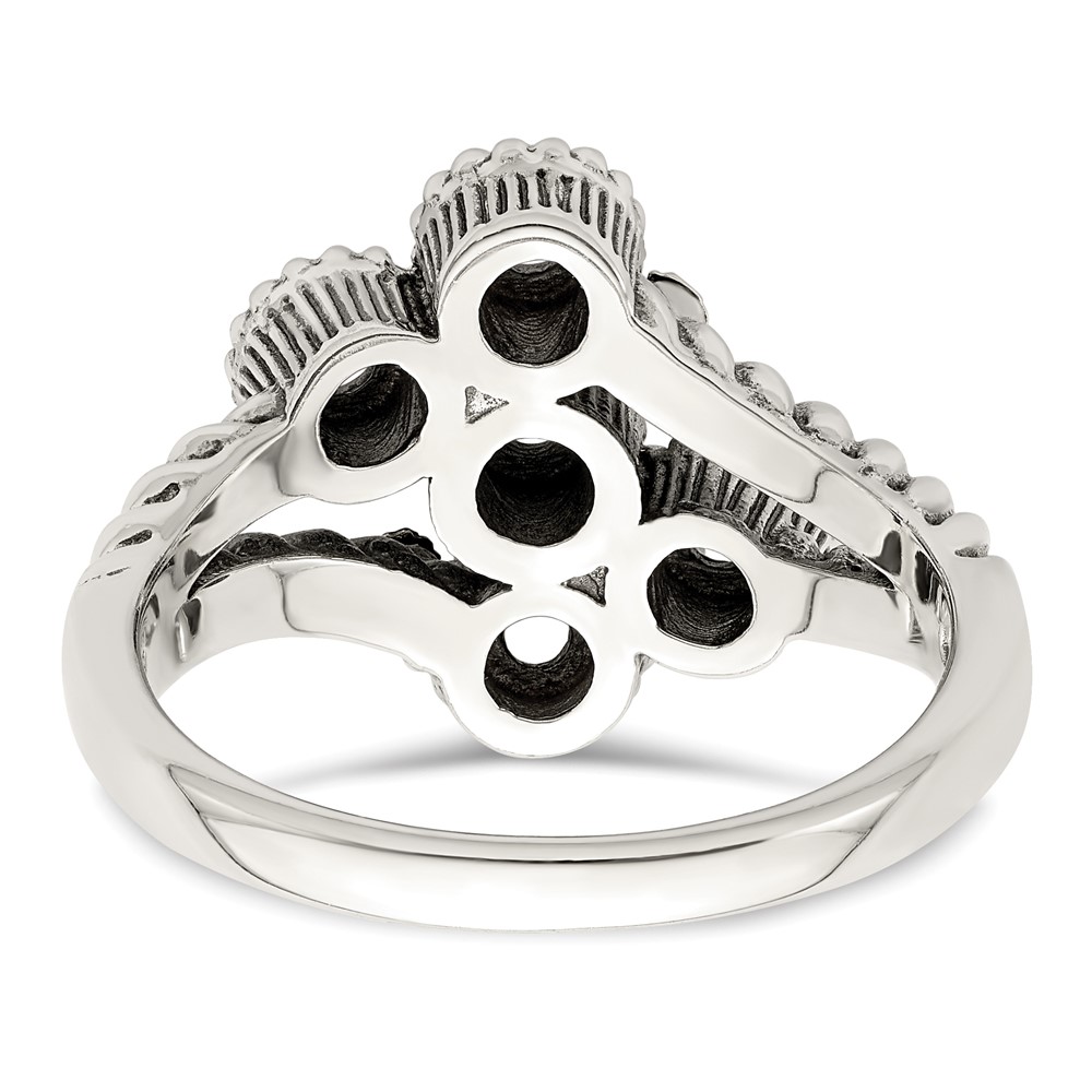 Sterling Silver Antiqued w/14k 5-stone w/Diamond Mother's Ring Semi-Mount (QMR27/5-10)