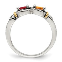 Sterling Silver Antiqued Ring with 14K 2-stone with Diamond Mother's view 3