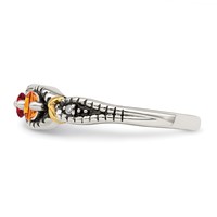 Sterling Silver Antiqued Ring with 14K 2-stone with Diamond Mother's view 4