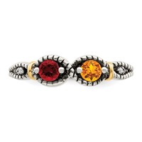 Sterling Silver Antiqued Ring with 14K 2-stone with Diamond Mother's view 5