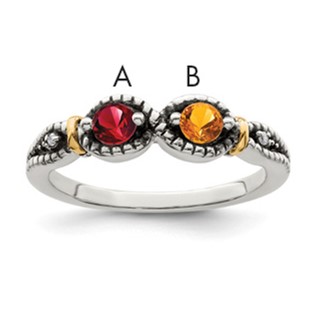 Birthstone and Diamond Mother's Ring