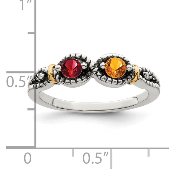 Birthstone and Diamond Mother's Ring