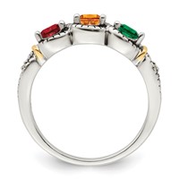 Sterling Silver Antiqued Ring with 14K 3-stone with Diamond Mother's view 3