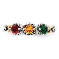 Sterling Silver Antiqued Ring with 14K 3-stone with Diamond Mother's view 5
