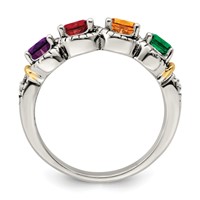 Sterling Silver Antiqued Ring with 14K 4-stone with Diamond Mother's view 3