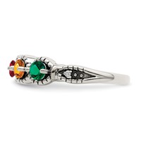 Sterling Silver Antiqued Ring with 14K 4-stone with Diamond Mother's view 3