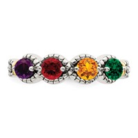 Sterling Silver Antiqued Ring with 14K 4-stone with Diamond Mother's view 4