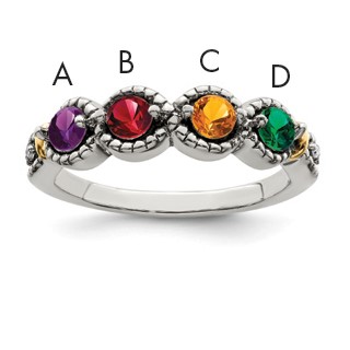 Birthstone and Diamond Mother's Ring Semi-Mount      