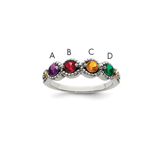 Birthstone and Diamond Mother's Ring Semi-Mount      