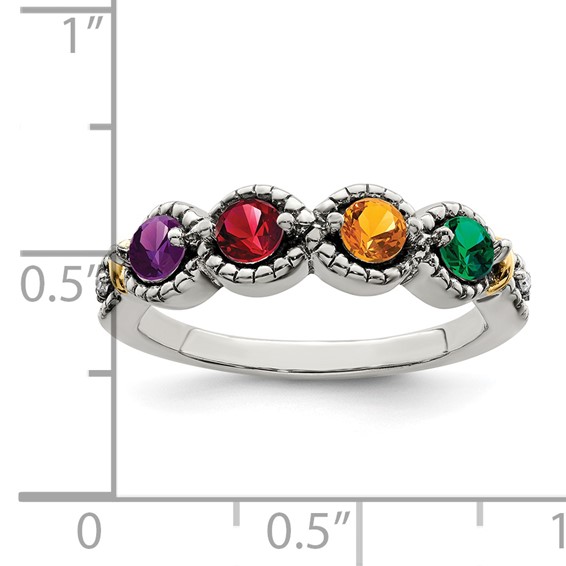 Birthstone and Diamond Mother's Ring Semi-Mount      