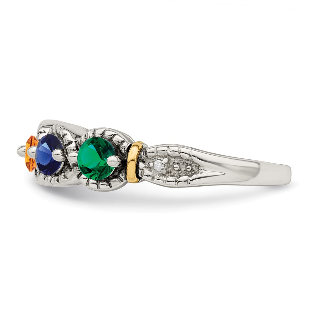 Sterling Silver Antiqued w/14k 5-stone w/Diamond Mother's Ring Semi-Mount (QMR28/5-9)