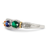 Sterling Silver Antiqued W 14K 5-stone W Diamond Mother's Ring view 4