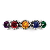 Sterling Silver Antiqued W 14K 5-stone W Diamond Mother's Ring view 5