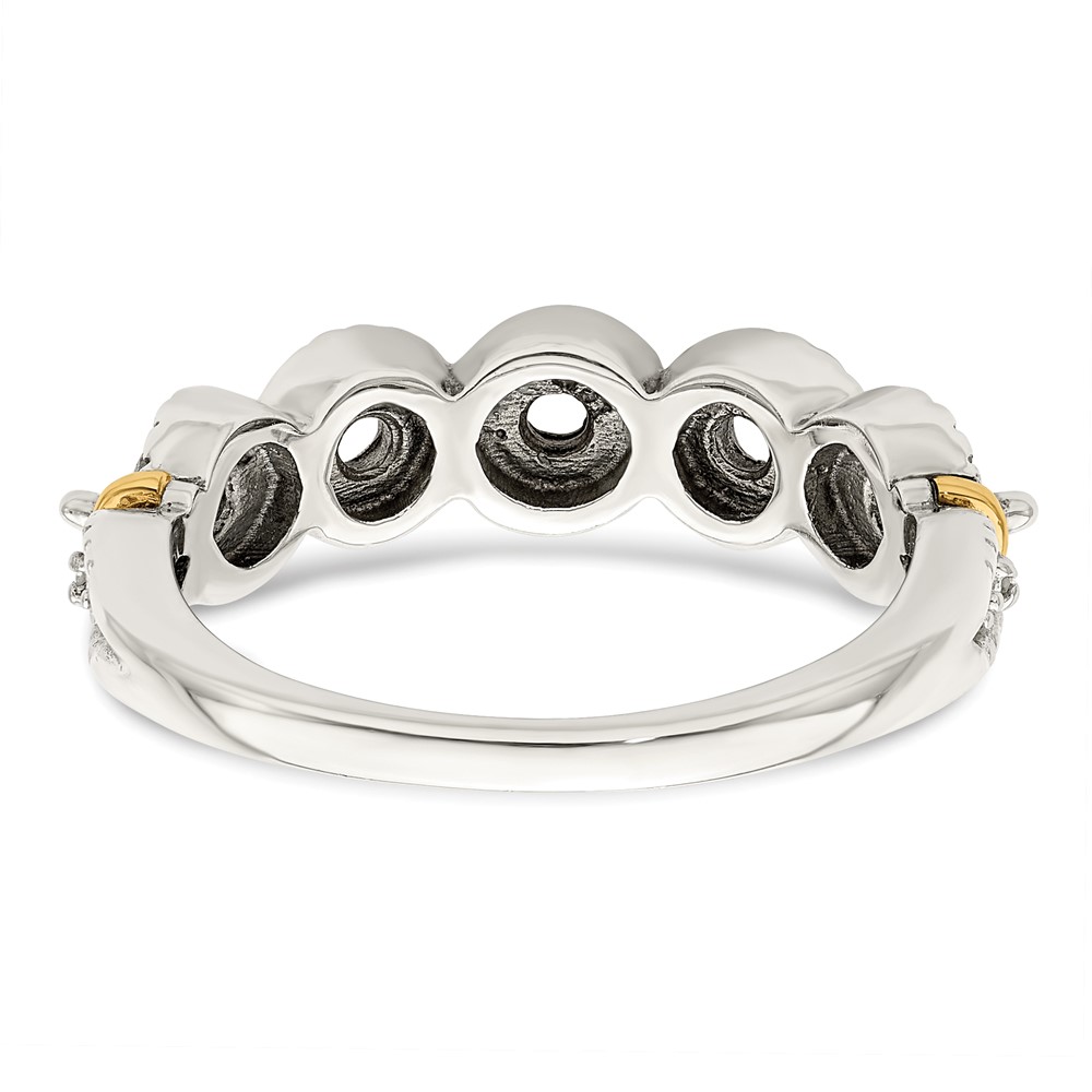 Sterling Silver Antiqued w/14k 5-stone w/Diamond Mother's Ring Semi-Mount (QMR28/5-9)
