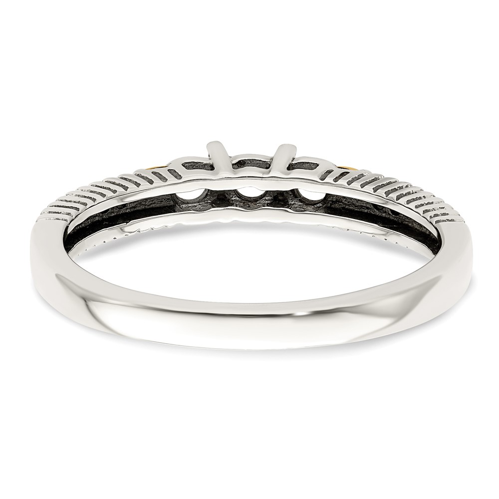 Sterling Silver Antiqued w/14k 3-stone w/Diamond Mother's Ring Semi-Mount (QMR33/3-7)