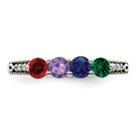 Sterling Silver Antiqued Ring with 14K 4-stone with Diamond Mother's view 5