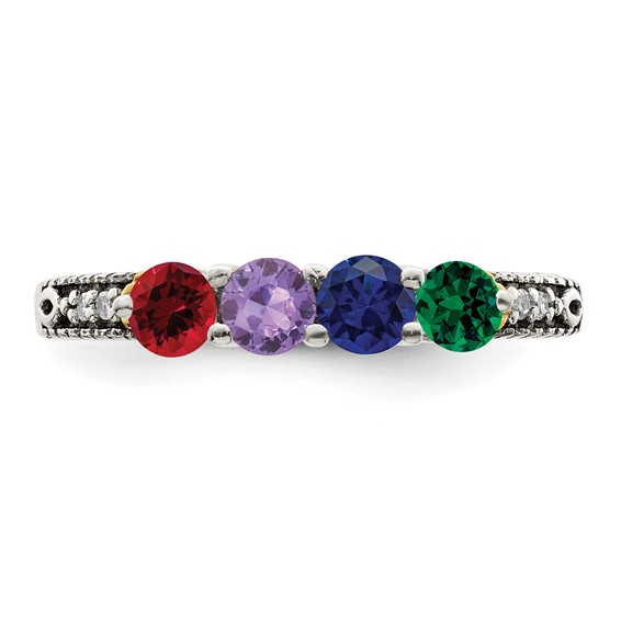 Birthstone and Diamond Mother's Ring Semi-Mount