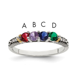 Birthstone and Diamond Mother's Ring Semi-Mount
