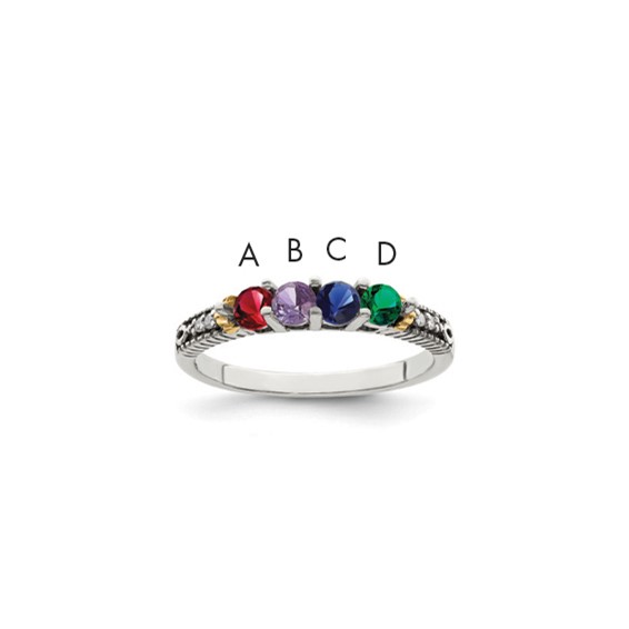 Birthstone and Diamond Mother's Ring Semi-Mount