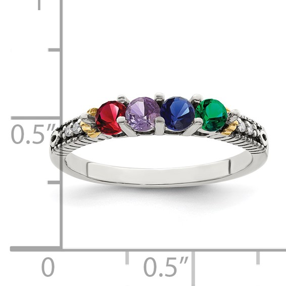 Birthstone and Diamond Mother's Ring Semi-Mount