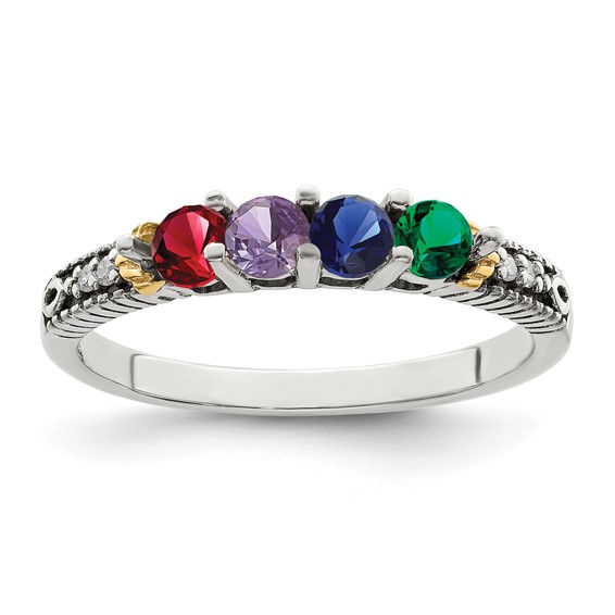 Birthstone and Diamond Mother's Ring Semi-Mount
