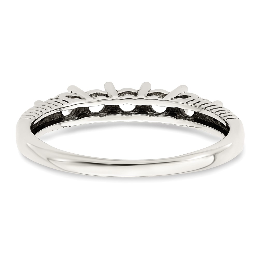 Sterling Silver Antiqued w/14k 5-stone w/Diamond Mother's Ring Semi-Mount (QMR33/5-9)